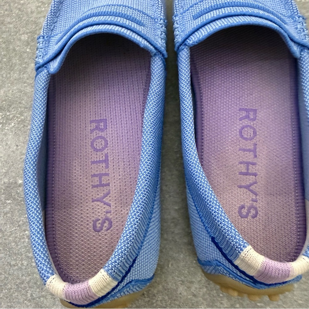 Rothy's The Driver Sky Slip On Loafer Blue Lavender Heel Stripe Size 7.5 - Picture 10 of 13